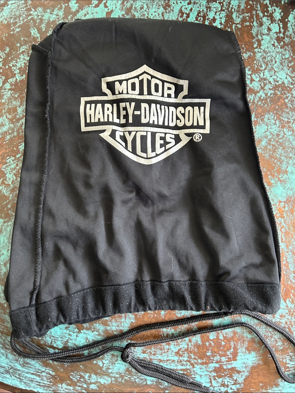 Harley-Davidson Helmet Bag-Black Fabric Drawstring with Classic HD White Logo